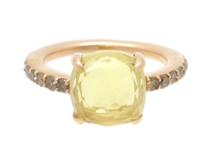 Pomellato　ポメラート　ベイビーリング　レモンクォーツ　ブラウンダイヤ　PG　ピンクゴールド　5.0g　11号　フルエタニティ　2147200552866　【200】