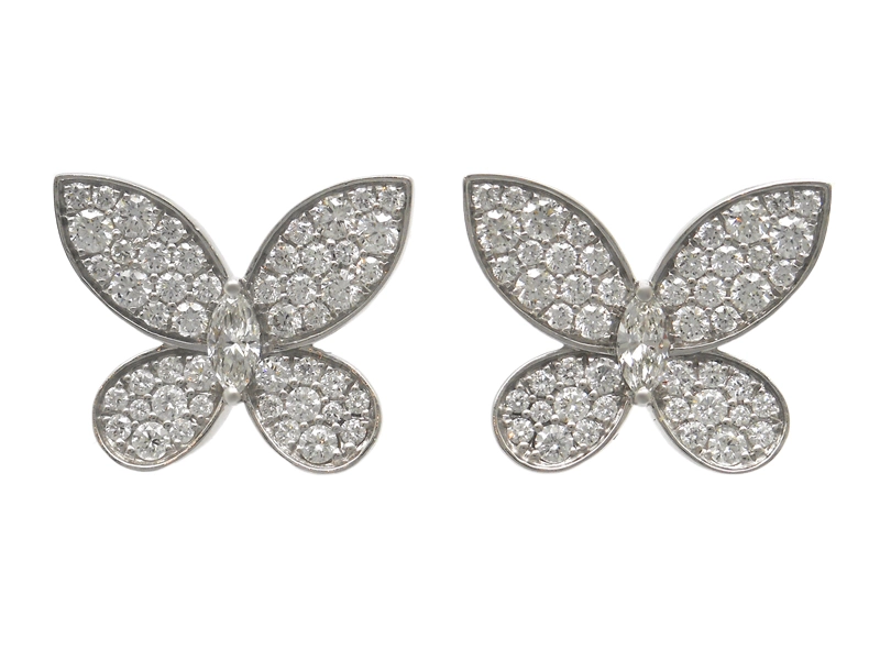 GRAFF グラフ パヴェバタフライスモールピアス WG ホワイトゴールド