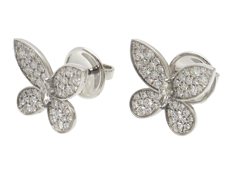 GRAFF グラフ パヴェバタフライスモールピアス WG ホワイトゴールド ダイヤモンド 5.5g RGE1152 2146000440250 【200】