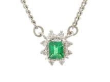 JEWELRY　ネックレス　プラチナ　PT850/PT900　エメラルド　ダイヤモンド　4.3g （2120000334252）【200】