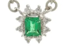 JEWELRY　ネックレス　プラチナ　PT850/PT900　エメラルド　ダイヤモンド　4.3g （2120000334252）【200】