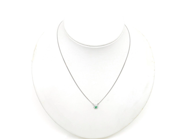 JEWELRY　ネックレス　プラチナ　PT850/PT900　エメラルド　ダイヤモンド　4.3g （2120000334252）【200】