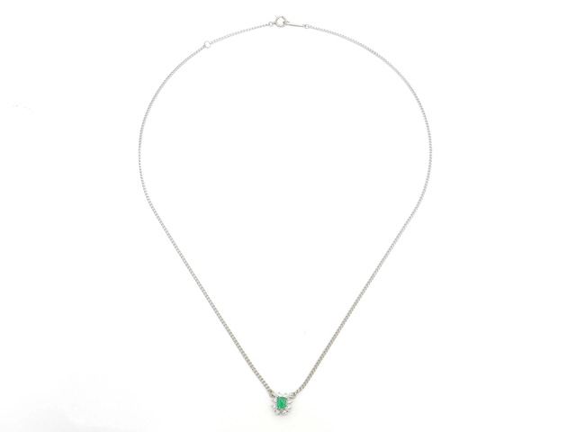 JEWELRY　ネックレス　プラチナ　PT850/PT900　エメラルド　ダイヤモンド　4.3g （2120000334252）【200】