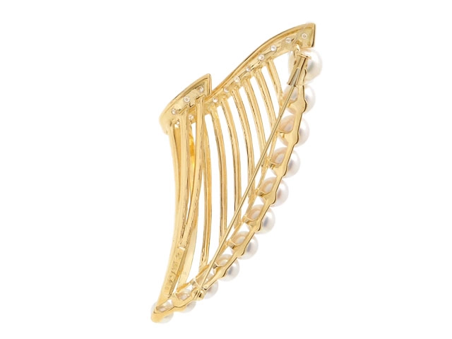 TASAKI　タサキ　田崎真珠　パールブローチ　あこや真珠　K18　ゴールド　ダイヤモンド　D0.38ct　20.0g　2143200536738　【200】