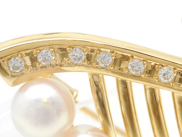TASAKI　タサキ　田崎真珠　パールブローチ　あこや真珠　K18　ゴールド　ダイヤモンド　D0.38ct　20.0g　2143200536738　【200】