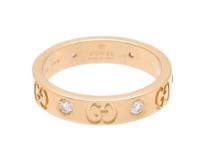 GUCCI　グッチ　アイコンリング　指輪　ピンクゴールド　PG　ダイヤモンド6P 　4.6g　12号（2147400290421）【200】