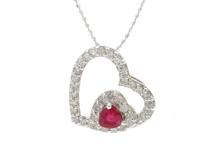 JEWELRY　貴金属・宝石　ネックレス　ホワイトゴールド　K18WG　ルビー0.57ct　ダイヤモンド0.50ct　3.6g　ハート　（2120500247366）【200】