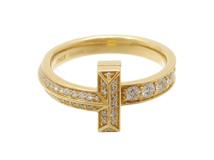 TIFFANY&CO　ティファニー　Tワンナローリング　指輪　YG　イエローゴールド　ダイヤモンド　5.8g　10号　参考価格￥924,000（2143200631990）【200】