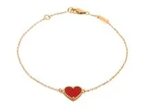 Van Cleef & Arpels　ヴァンクリーフ＆アーペル　スウィートアルハンブラ　ブレスレット　PG　ピンクゴールド　カーネリアン　ハート　1.8g　VCARN59L00　2120000313981　【200】