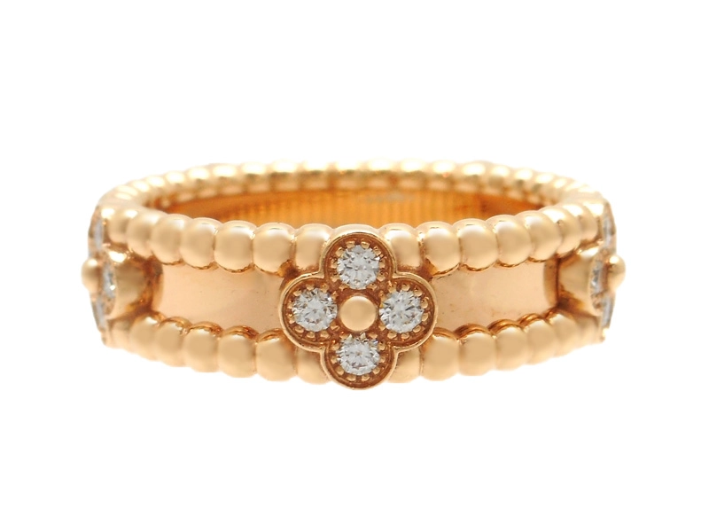 Van Cleef & Arpels ヴァン クリーフ&アーペル ペルレスウィートクローバー リング PG ピンクゴールド 54号 ダイヤモンド 7.2g VCARP6ML00 2147300406816 【200】