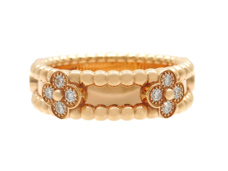 Van Cleef & Arpels ヴァン クリーフ&アーペル ペルレスウィートクローバー リング PG ピンクゴールド 54号 ダイヤモンド 7.2g VCARP6ML00 2147300406816 【200】