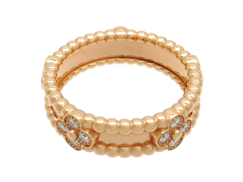 Van Cleef & Arpels ヴァン クリーフ&アーペル ペルレスウィートクローバー リング PG ピンクゴールド 54号 ダイヤモンド 7.2g VCARP6ML00 2147300406816 【200】