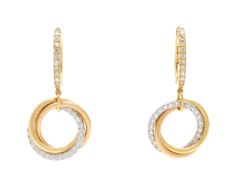 Cartier カルティエ トリニティピアス 3カラー ダイヤモンド YG WG PG