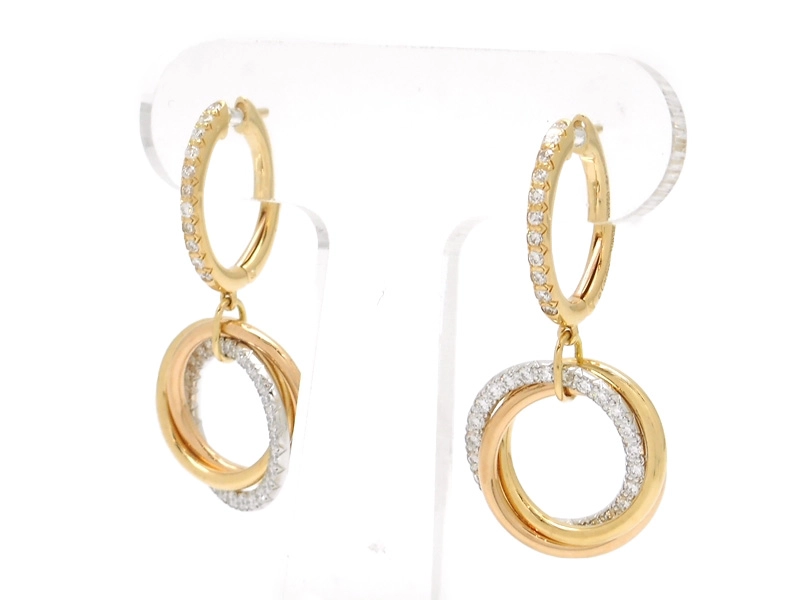 Cartier　カルティエ　トリニティピアス　3カラー　ダイヤモンド　YG　WG　PG　6.8g　 B8301465　2143200635240　【200】