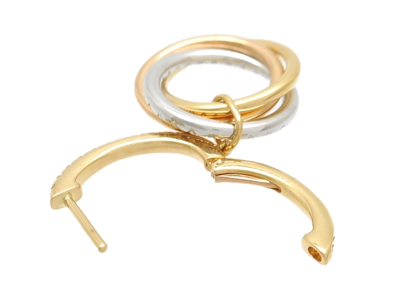 Cartier　カルティエ　トリニティピアス　3カラー　ダイヤモンド　YG　WG　PG　6.8g　 B8301465　2143200635240　【200】