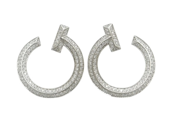 TIFFANY＆CO ティファニー Tワンオープンフープピアス WG ホワイト