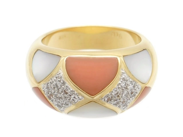 JEWELLRY 貴金属・宝石 リング 指輪 K18 ゴールド サンゴ WMP 白
