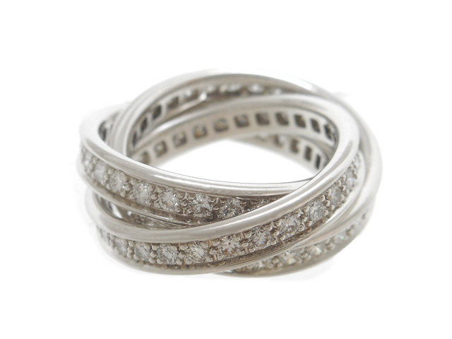 Cartier ゴールド バングルリング 3本セット Cartier カルティエ スリーバングルズリング 指輪 ホワイトゴールド WG