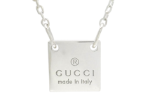 GUCCI　グッチ　トレードマークスクエアネックレス　ペンダント　シルバー　約5.8g　箱付き【430】2180000008898