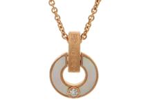 BVLGARI　ブルガリ　BBオープンワーク　ネックレス　PG　ピンクゴールド　白蝶貝　ホワイトマザーオブパール　D　ダイヤモンド　 357546　10.9g　【200】