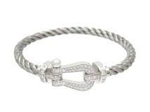 FRED　フレッド　フォース10　ブレスレット　ラージモデル　WG　ホワイトゴールド　ステンレスケーブル　ダイヤモンド　18.6g　15号　0B0050-6B0109　2147100552942　【200】