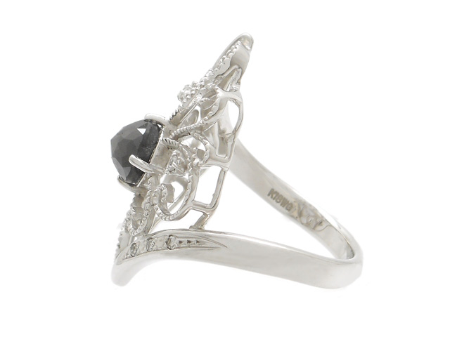 まる美品K18WG 1.0ctupブラックダイヤモンドリング JEWELRY 貴金属・宝石 リング 指輪 ホワイトゴールド K18WG