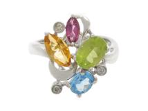 JEWELRY　貴金属・宝石　リング　ホワイトゴールド　K18WG　カラーストーン2.01ct　ダイヤモンド0.05ct　4.7g　12号（2147200521060）【200】
