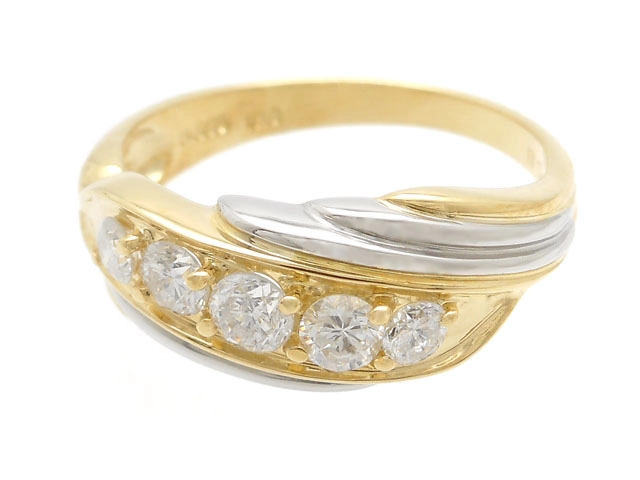 JEWELLRY 貴金属・宝石 ダイヤリング 指輪 K18/PT900 ゴールド プラチナ ダイヤモンド0.05ct 3.9g 11号  （2147100449013）【200】 の購入なら「質」の大黒屋（公式）