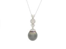 JEWELRY　貴金属・宝石　ネックレス　ホワイトゴールド　K18WG　ブラックパール　真珠　ダイヤモンド　8.1g（2143300227741）【200】