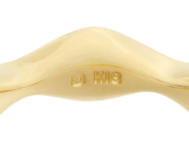 K18美品（梅）彫りゴールドリング 10号 492K2508 K18美品（梅）彫り