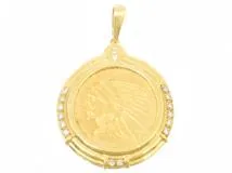 JEWELRY　トップ　金貨　K21.6/K18　ゴールド　ダイヤモンド　13.2g　（2148600003842）【200】