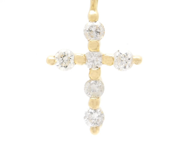 agete　アガット　 k18　ダイヤ クロス　ネックレス 中古】 アガット agete K18 ネックレス ダイヤモンド 華奢