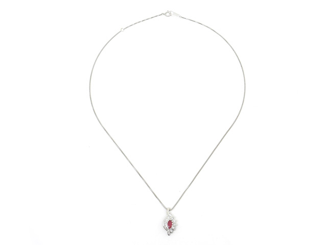 PT850・900 プラチナルビーネックレス メレダイヤ ルビー0.22カラット JEWELRY 貴金属・宝石 ネックレス プラチナ PT850/PT900 ルビー