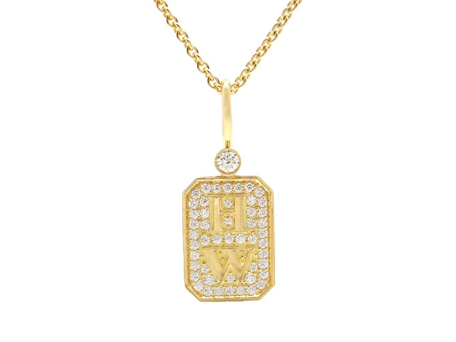 HARRY WINSTON　ハリーウィンストン　HWロゴ　ネックレス　YG　イエローゴールド　ダイヤモンド　7.2ｇ　2147100435856　【200】