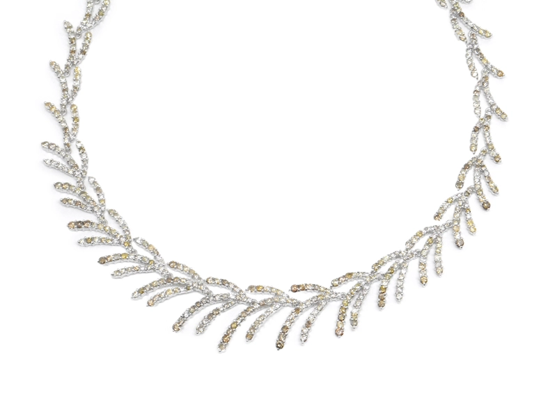 JEWELRY　ダイヤモンド　ネックレス　ブラウンダイヤ　K18WG　ホワイトゴールド　D14.50ct　36.8g　2120500196565　【200】