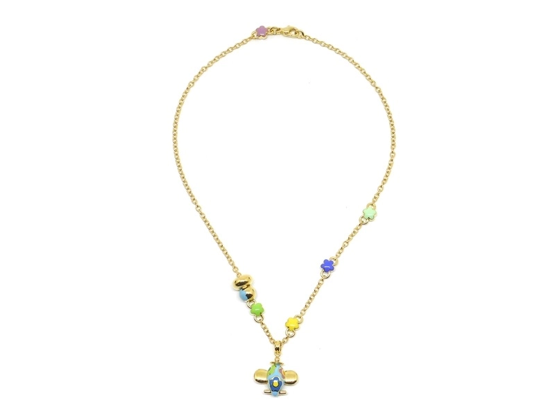 Ponte Vecchio　ポンテヴェキオ　ネックレス　K18　ゴールド　エナメル　飛行機　27.8g　2143700205646　【200】