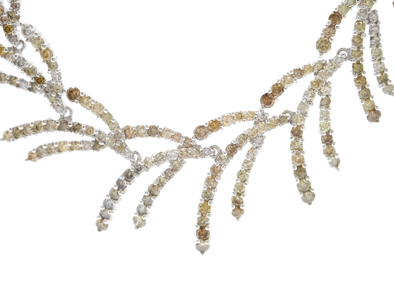 JEWELRY　ダイヤモンド　ネックレス　ブラウンダイヤ　K18WG　ホワイトゴールド　D14.50ct　36.8g　2120500196565　【200】