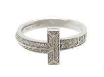 TIFFANY&CO　ティファニー　Tワンナローリング　指輪　WG　ホワイトゴールド　ダイヤモンド　5.8g　11.5号 参考価格￥973,500（2143200631983）【200】