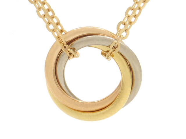 イエローゴールドローズゴールドホワイトゴールドトリニティダイヤネックレス 中古)CARTIER カルティエ トリニティ ペンダント ネックレス パヴェ