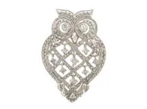 JEWELRY　貴金属・宝石　ブローチ　フクロウ　K18WG　ホワイトゴールド　D　ダイヤモンド　0.21ct　7.5g　2146000413520　【200】