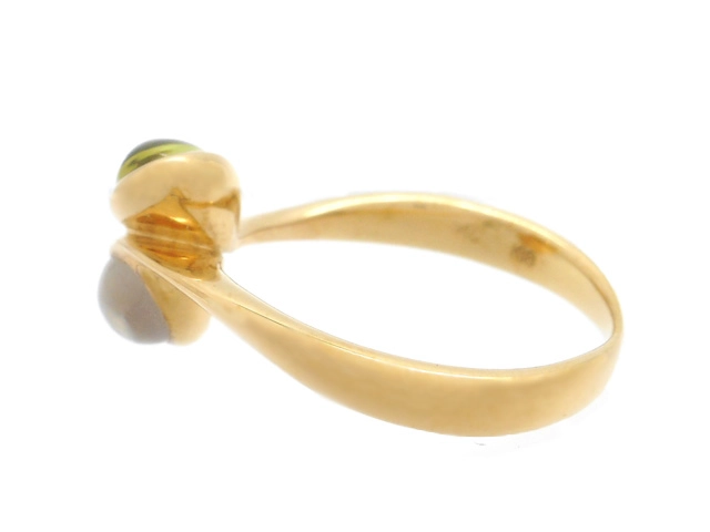 4℃　ヨンドシー　リング　指輪　K18　ゴールド　ムーンストーン　MNS　ペリドット　PR　3.3g　8号　（2120000322280）【200】