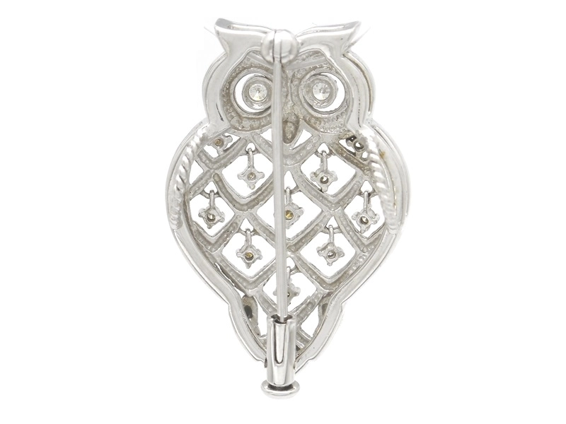 JEWELRY　貴金属・宝石　ブローチ　フクロウ　K18WG　ホワイトゴールド　D　ダイヤモンド　0.21ct　7.5g　2146000413520　【200】