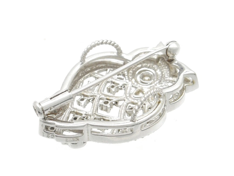 JEWELRY　貴金属・宝石　ブローチ　フクロウ　K18WG　ホワイトゴールド　D　ダイヤモンド　0.21ct　7.5g　2146000413520　【200】