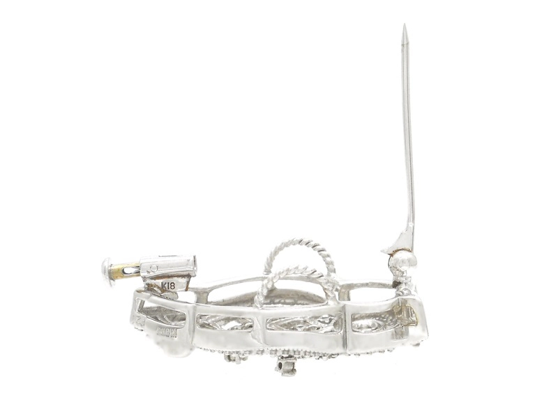 JEWELRY　貴金属・宝石　ブローチ　フクロウ　K18WG　ホワイトゴールド　D　ダイヤモンド　0.21ct　7.5g　2146000413520　【200】