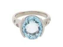 JEWELRY　貴金属・宝石　リング　指輪　ホワイトゴールド　K18WG　アクアマリン4.70ct　AQ　ダイヤモンド0.13ct　7.3g　10.5号（2120500195513）【200】
