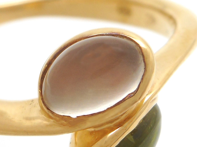 4℃　ヨンドシー　リング　指輪　K18　ゴールド　ムーンストーン　MNS　ペリドット　PR　3.3g　8号　（2120000322280）【200】