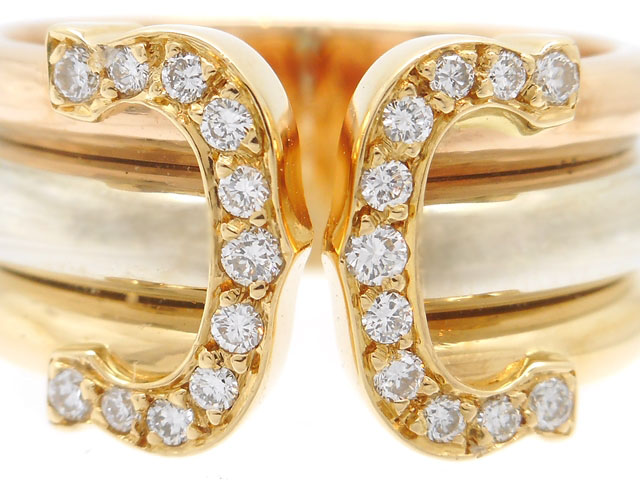 Cartier カルティエ 2Cリング トリニティ 3カラー ダイヤモンド 8.0g