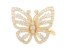 Van Cleef & Arpels　ヴァン クリーフ&アーペル　フライングバタフライ　アントレレドア　リング　YG　イエローゴールド　ダイヤモンド　11.8g　54号　日本サイズ14号　2147100464085　【200】