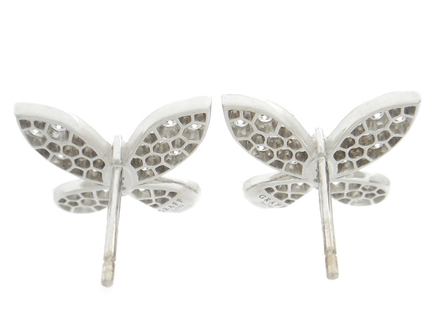 GRAFF グラフ パヴェ バタフライ ダイヤモンド スモール スタッド イヤリング RGE1152 K18ホワイトゴールド ダイヤモンド計1.10ct  2023年正規品【472】SJ