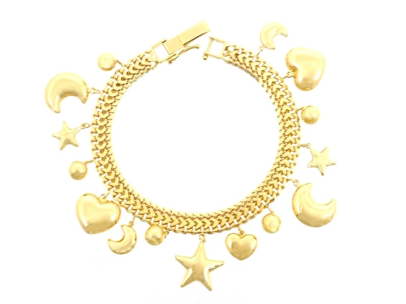 JEWELRY　貴金属・宝石　ブレスレット　チャーム　星　月　ハート　ボール　K18　ゴールド　24.1g　2147100550559　【200】
